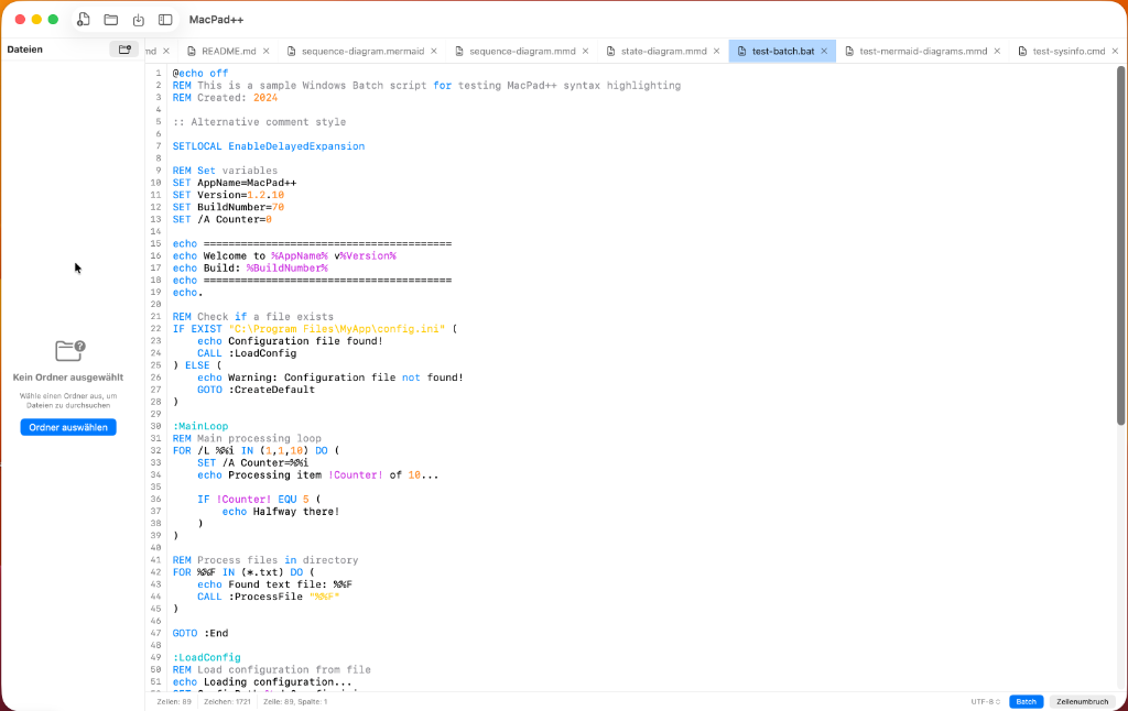 MacPad++ Editor View